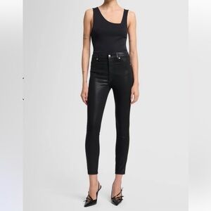 7 For All Mankind High Waisted Ankle pant in Coated Black